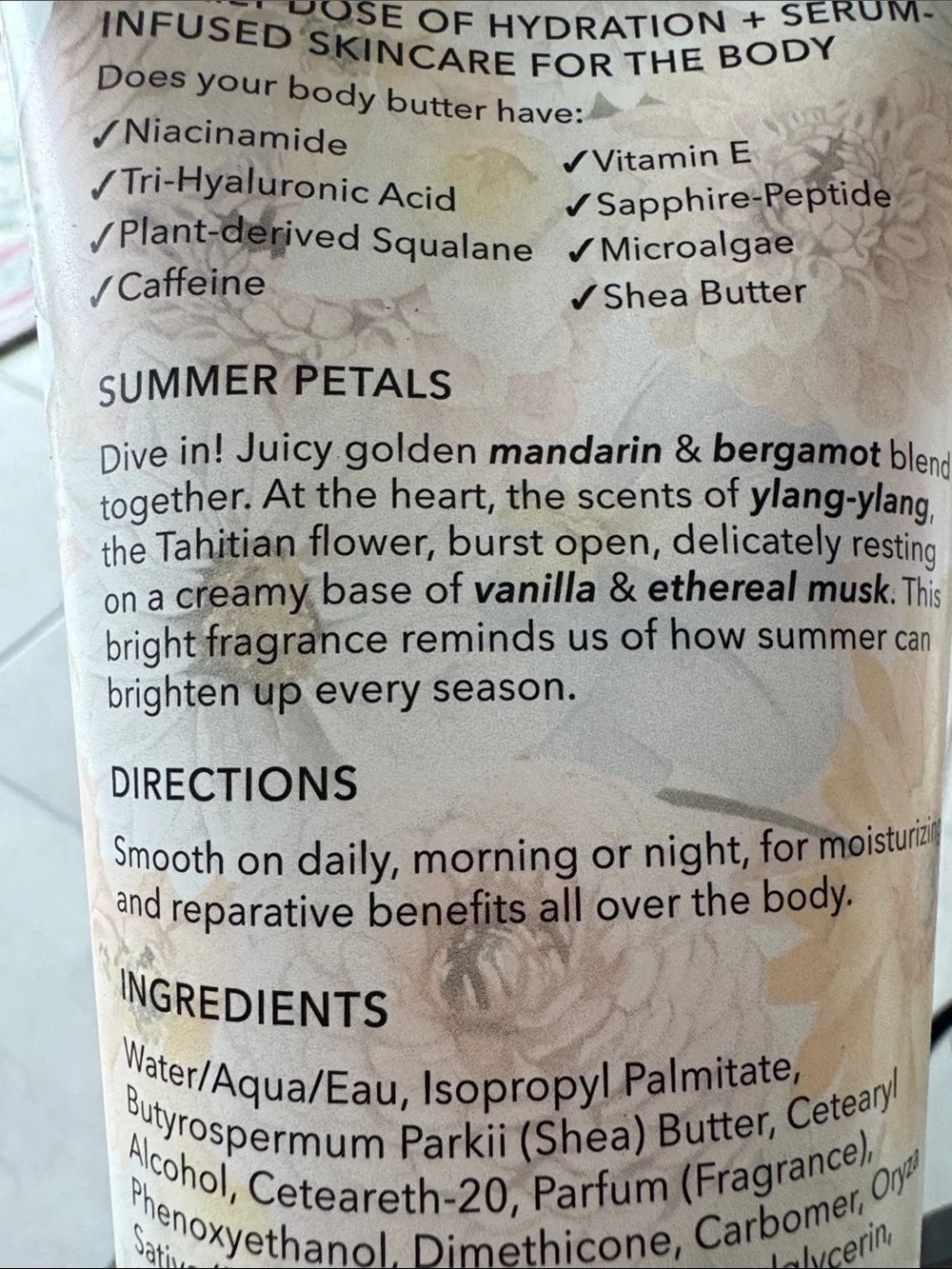 Nakery Beauty SkinToning Body Butter - Summer Petals NWT 300 ml